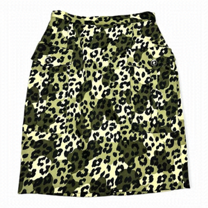 Versace Istante Vintage Luxury Designer Cheetah Print Wool Skirt - Womens XS